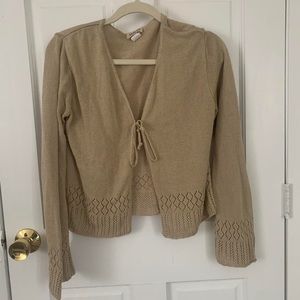Tan/Cream Tie-Front Cardigan
